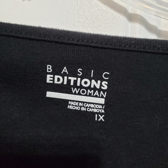 Basic Editions Black & Gold 3/4 Sleeve T-Shirt Top - Picture 3 of 11